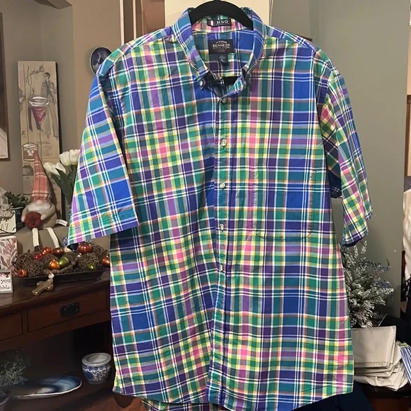 kenneth gordon dress shirts Kenneth Gordon Men's Dress Shirt Striped Cotton Size 16 32 Made in USA